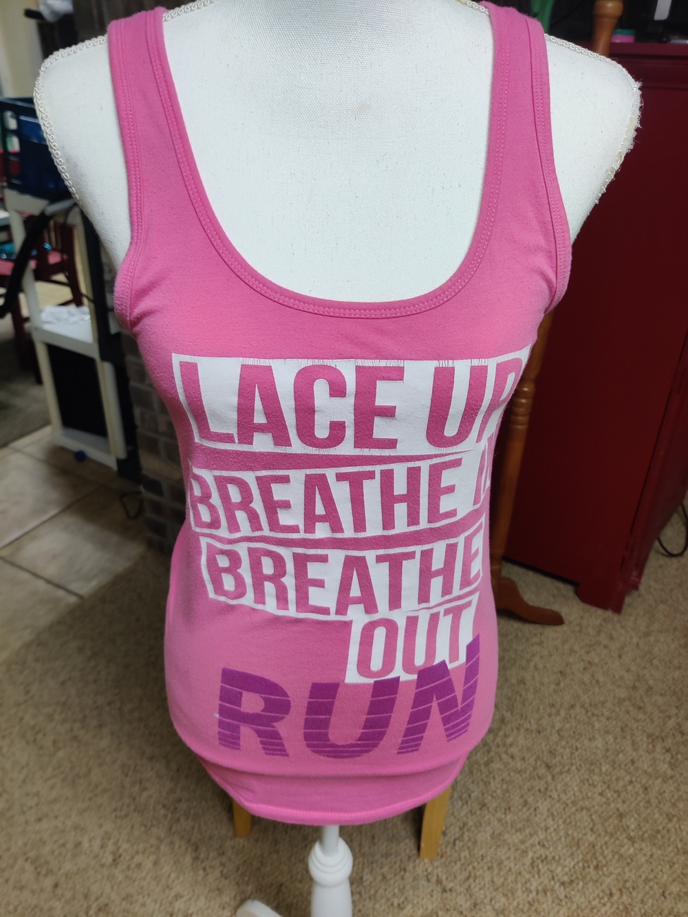 Pink Graphic Racerback Tank Top - Active Slogan Design Large Fitted - Picture 8 of 8